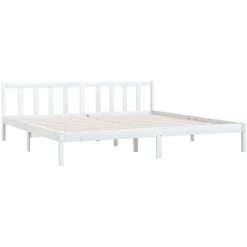 INLIFE Cadre De Lit Blanc Bois De Pin Massif 200x200 Cm -Lit enfant Soldes Boutique 59849071 3