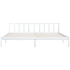 INLIFE Cadre De Lit Blanc Bois De Pin Massif 200x200 Cm -Lit enfant Soldes Boutique 59849071 4