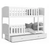 KIDS LITERIE Lit Superposé Tomy 90x190 Blanc - Blanc Livré Avec Sommiers, Tiroir Et Matelas En Mousse De 7cm - Blanc - Blanc