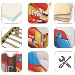 KIDS LITERIE Lit Camion Pompier 70x140 Thème - Thème -Lit enfant Soldes Boutique 60051761 3