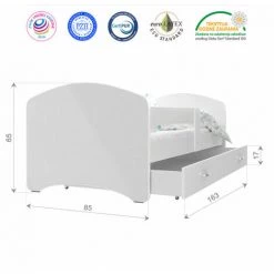 KIDS LITERIE Lit Enfant Happy 80x160 Pat Patrouille Blanc Livré Avec Sommiers, Tiroir Et Matelas En Mousse De 7cm - Blanc -Lit enfant Soldes Boutique 60051771 3