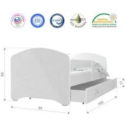 KIDS LITERIE Lit Enfant Happy 80x160 Le Roi Lion Blanc Livré Avec Sommiers, Tiroir Et Matelas En Mousse De 7cm - Blanc -Lit enfant Soldes Boutique 60051796 3