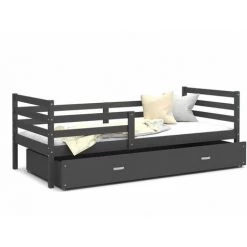 KIDS LITERIE Lit Enfant Malo 90x190 Gris ( Sans Matelas ) Gris - Gris Livré Avec Le Sommiers Et Tiroir. - Gris - Gris