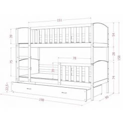 KIDS LITERIE Lit Superposé Tami 90x190 (Sans Matelas) Blanc - Gris Livré Avec Le Sommiers Et Tiroir. - Blanc - Gris 5 KIDS LITERIE Lit Superposé Tami 90x190 (Sans Matelas) Blanc - Gris Livré Avec Le Sommiers Et Tiroir. - Blanc - Gris -Lit enfant Soldes Boutique 60051906 3