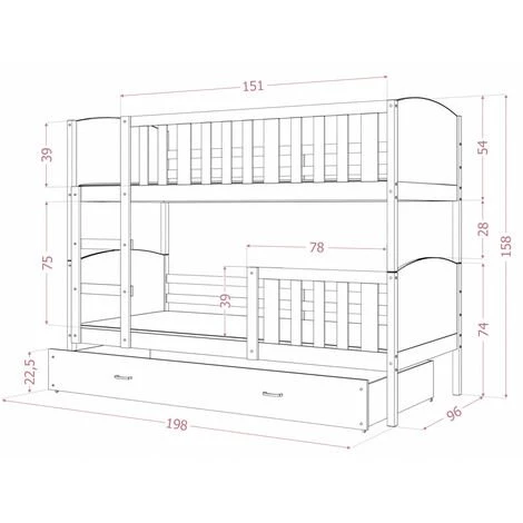 KIDS LITERIE Lit Superposé Tami 90x190 (Sans Matelas) Blanc - Gris Livré Avec Le Sommiers Et Tiroir. - Blanc - Gris 3 KIDS LITERIE Lit Superposé Tami 90x190 (Sans Matelas) Blanc - Gris Livré Avec Le Sommiers Et Tiroir. - Blanc - Gris – Image 3
