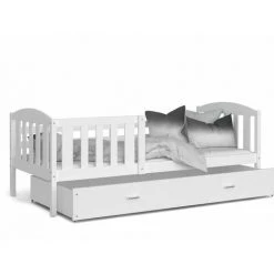 KIDS LITERIE Lit Enfant Cleo 90x190 ( Sans Matelas ) Blanc - Blanc Livré Avec Le Sommiers Et Tiroir. - Blanc - Blanc