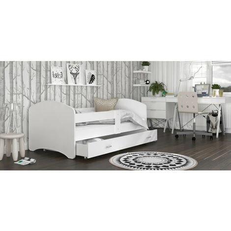 KIDS LITERIE Lit Enfant Happy 80x160 Blanc Livré Avec Sommiers, Tiroir Et Matelas En Mousse De 7cm - Blanc 2 KIDS LITERIE Lit Enfant Happy 80x160 Blanc Livré Avec Sommiers, Tiroir Et Matelas En Mousse De 7cm - Blanc – Image 2