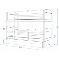 KIDS LITERIE Lit Superposé Mateo 90x200 Blanc Livré Avec Sommiers, Tiroir Et Matelas En Mousse De 7cm - Blanc -Lit enfant Soldes Boutique 60063135 4
