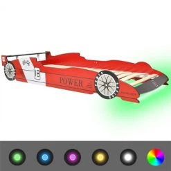 FIMEI Lit Voiture De Course Pour Enfants Avec LED 90 X 200 Cm Rouge