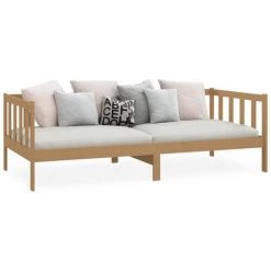 INLIFE Lit Marron Miel Bois De Pin Massif 90x200 Cm -Lit enfant Soldes Boutique 60302703 4