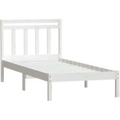 INLIFE Cadre De Lit Blanc Bois De Pin Massif 90x200 Cm -Lit enfant Soldes Boutique 60302997 3