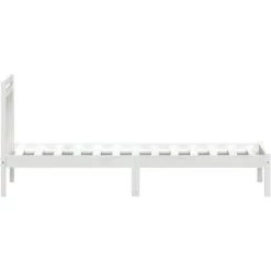 INLIFE Cadre De Lit Blanc Bois De Pin Massif 90x200 Cm -Lit enfant Soldes Boutique 60302997 5