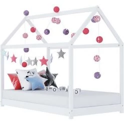 Hommoo Cadre De Lit D'enfant Blanc Bois De Pin Massif 90 X 200 Cm