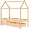 Hommoo Cadre De Lit D'enfant Avec Tiroir Bois De Pin Massif 70x140 Cm