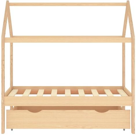Hommoo Cadre De Lit D'enfant Avec Tiroir Bois De Pin Massif 70x140 Cm 3 Hommoo Cadre De Lit D'enfant Avec Tiroir Bois De Pin Massif 70x140 Cm – Image 3