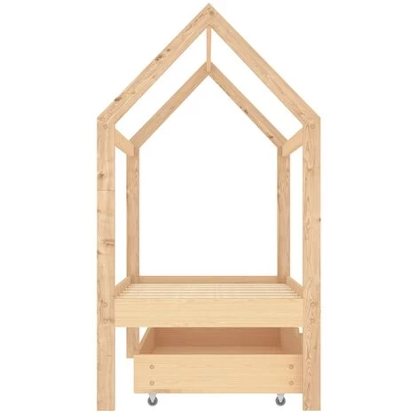 Hommoo Cadre De Lit D'enfant Avec Tiroir Bois De Pin Massif 70x140 Cm 4 Hommoo Cadre De Lit D'enfant Avec Tiroir Bois De Pin Massif 70x140 Cm – Image 4