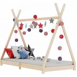 Hommoo Cadre De Lit D'enfant Bois De Pin Massif 90 X 200 Cm