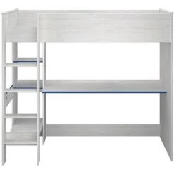Lit Mezzanine Avec Bureau Effet Bois Blanc - 90x200 - Snoozy - Calicosy - Bois Clair