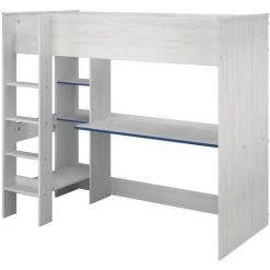 Lit Mezzanine Avec Bureau Effet Bois Blanc - 90x200 - Snoozy - Calicosy - Bois Clair -Lit enfant Soldes Boutique 61188548 4