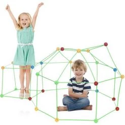 BENOBBY KIDS Kids Fort Building Kits,DIY Puzzle,Maison Jouet,Construisez Votre Cabane,Bricolage Construction Châteaux Tunnels Jouer Tente Intérieur Et Extérieur Cadeau Pour Garçons Fille Âge 5 6 7 8 9 -Lit enfant Soldes Boutique 61297138 3