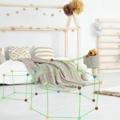 BENOBBY KIDS Kids Fort Building Kits,DIY Puzzle,Maison Jouet,Construisez Votre Cabane,Bricolage Construction Châteaux Tunnels Jouer Tente Intérieur Et Extérieur Cadeau Pour Garçons Fille Âge 5 6 7 8 9 -Lit enfant Soldes Boutique 61297138 4