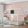 GROSMONDE 90 X 200 Cm Kinderbett Hausbett, Holzbett Für Kinderzimmer, Inkl. Tafel|Lattenrosten|Rausfallschutz, Aus Kiefernholz, Wei&szlig (ohne Matratze)