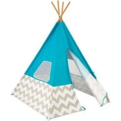 KIDKRAFT Tipi Enfant En Toile Et Bambou Turquoise Multicolore - Turquoise