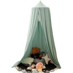 Ciel De Lit Rond Pour Chambre D'enfant - Moustiquaire Pour Chambre D'enfant - Décoration De Chambre De Bébé - Ultra Large - Doux Pour La Peau - En Coton Doux - 275 Cm - Vert LangRay