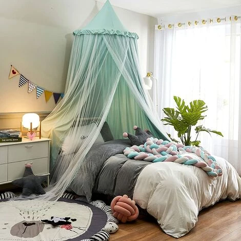Ciel De Lit Rond Pour Chambre D'enfant - Moustiquaire Pour Chambre D'enfant - Décoration De Chambre De Bébé - Ultra Large - Doux Pour La Peau - En Coton Doux - 275 Cm - Vert LangRay 5 Ciel De Lit Rond Pour Chambre D'enfant - Moustiquaire Pour Chambre D'enfant - Décoration De Chambre De Bébé - Ultra Large - Doux Pour La Peau - En Coton Doux - 275 Cm - Vert LangRay – Image 5