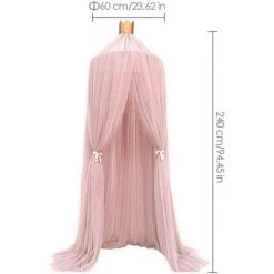Enfant Dôme Moustiquaire Tente Lit Baldaquin Moustiquaire Linge De Lit Avec Dentelle Rond Bébé Garçon Fille Rose LangRay -Lit enfant Soldes Boutique 63585874 3