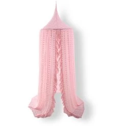 Space Élégant Auvent De Lit Pour Enfants - Pompons En Dentelle Princesse Filles Fée Tente De Rêve, Chambre D'enfant Décoration Chambre Bébé Rideau Suspendu Moustiquaire, Rose LangRay