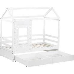 RANIPOBO Lit Cabane Lit Enfant Lit Jeunesse 160x80 Avec Protection Antichute, Lit Enfant Polyvalent En Bois Pour Gar?ons Et Filles, Lit Enfant En Bois Massif Avec Fenetre Antichute Et Sommier A Lattes, Blanc 7 RANIPOBO Lit Cabane Lit Enfant Lit Jeunesse 160x80 Avec Protection Antichute, Lit Enfant Polyvalent En Bois Pour Gar?ons Et Filles, Lit Enfant En Bois Massif Avec Fenetre Antichute Et Sommier A Lattes, Blanc -Lit enfant Soldes Boutique 63697742 3