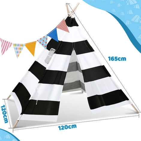 Randaco Tipi Tente Tente De Jeu Pour Enfants Amovible Jardin Tipii Tente Pour Enfants Tente Indienne 120x120CM - Noir 2 Randaco Tipi Tente Tente De Jeu Pour Enfants Amovible Jardin Tipii Tente Pour Enfants Tente Indienne 120x120CM - Noir – Image 2