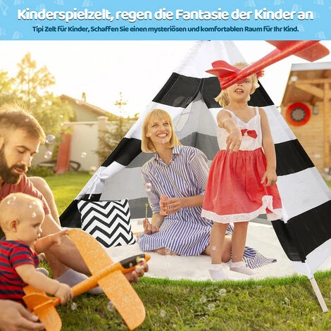 Randaco Tipi Tente Tente De Jeu Pour Enfants Amovible Jardin Tipii Tente Pour Enfants Tente Indienne 120x120CM - Noir 5 Randaco Tipi Tente Tente De Jeu Pour Enfants Amovible Jardin Tipii Tente Pour Enfants Tente Indienne 120x120CM - Noir – Image 5