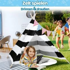 Randaco Tipi Tente Enfants Chaîne De Fanions Tente De Jardin Tente Indienne Tente De Jeu Enfants 120x120CM - Noir 8 Randaco Tipi Tente Enfants Chaîne De Fanions Tente De Jardin Tente Indienne Tente De Jeu Enfants 120x120CM - Noir -Lit enfant Soldes Boutique 63762569 4