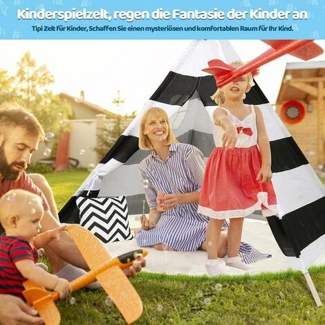 Randaco Tipi Tente Enfants Chaîne De Fanions Tente De Jardin Tente Indienne Tente De Jeu Enfants 120x120CM - Noir 5 Randaco Tipi Tente Enfants Chaîne De Fanions Tente De Jardin Tente Indienne Tente De Jeu Enfants 120x120CM - Noir – Image 5