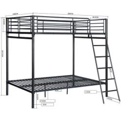 MEUBLES COSY Lit Superposé 4 Places En Métal Noir Avec échelle 140x190cm (matelas Non Inclus) - Noir -Lit enfant Soldes Boutique 63955451 5