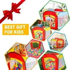 TINOR Tente De Jeu De Balle Pour Enfants, Pop Up Tente De Jeu Pour Bébé Pliante Tente De Jardin Portable Hexagone Cabane Cadeaux De Noël Pour Enfants Intérieur / Extérieur(Pas De Balles) -Lit enfant Soldes Boutique 64028838 5