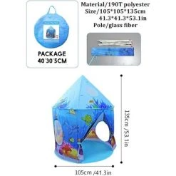 TINOR Les Enfants Jouent Tentes Tente Pour Enfants Château Bleu Océan, Tipi Pour Enfants, Maison De Tente De Jeu, Maison De Tente Pour Bébé, Tente De Jardin Pour Maison De Jeu Pour Bébé -Lit enfant Soldes Boutique 64032180 3
