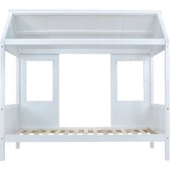 MERAX Lit Cabane 200x90cm, Lit Bébé, Lit De Jour Avec 2 Fenêtres, Cadre En Pin, Toit En MDF, Blanc 8 MERAX Lit Cabane 200x90cm, Lit Bébé, Lit De Jour Avec 2 Fenêtres, Cadre En Pin, Toit En MDF, Blanc -Lit enfant Soldes Boutique 64087911 4