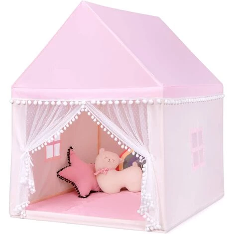 RELAX4LIFE Tente De Jeu Pour Enfant Avec Rideau à Double Filet, Château Pour Enfants Avec Cadre En Bois, Maison De Jeu Extérieur&Intérieur, Décoration Chambre Enfant,106x122x137cm (Rose) 1 RELAX4LIFE Tente De Jeu Pour Enfant Avec Rideau à Double Filet, Château Pour Enfants Avec Cadre En Bois, Maison De Jeu Extérieur&Intérieur, Décoration Chambre Enfant,106x122x137cm (Rose)