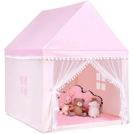 RELAX4LIFE Tente De Jeu Pour Enfant Avec Rideau à Double Filet, Château Pour Enfants Avec Cadre En Bois, Maison De Jeu Extérieur&Intérieur, Décoration Chambre Enfant,106x122x137cm (Rose) 2 RELAX4LIFE Tente De Jeu Pour Enfant Avec Rideau à Double Filet, Château Pour Enfants Avec Cadre En Bois, Maison De Jeu Extérieur&Intérieur, Décoration Chambre Enfant,106x122x137cm (Rose) – Image 2