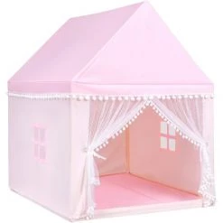 RELAX4LIFE Tente De Jeu Pour Enfant Avec Rideau à Double Filet, Château Pour Enfants Avec Cadre En Bois, Maison De Jeu Extérieur&Intérieur, Décoration Chambre Enfant,106x122x137cm (Rose) 7 RELAX4LIFE Tente De Jeu Pour Enfant Avec Rideau à Double Filet, Château Pour Enfants Avec Cadre En Bois, Maison De Jeu Extérieur&Intérieur, Décoration Chambre Enfant,106x122x137cm (Rose) -Lit enfant Soldes Boutique 64129836 3