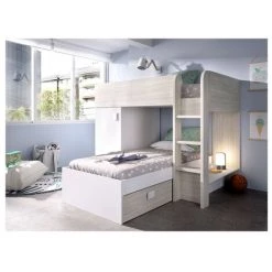 BEFARA LIT SUPERPOSÉ TRAIN MODULAIRE DUO - Gris / Blanc - Gris / Blanc -Lit enfant Soldes Boutique 64373872 4