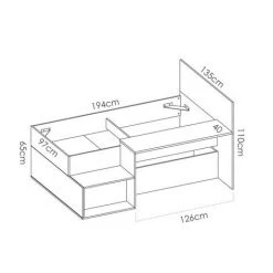 BEFARA LIT AVEC BUREAU ERIN - Blanc / Naturel -Lit enfant Soldes Boutique 64373887 5