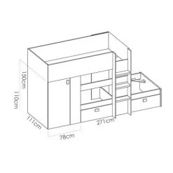 BEFARA LIT TRAIN AVEC ARMOIRE COLIN - Artic / Bleu Vert - Artic / Bleu Vert -Lit enfant Soldes Boutique 64373899 4