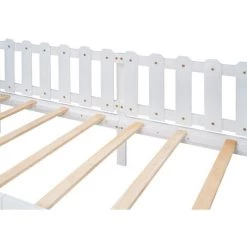 MODERNLUXE Lit Cabane Pour Enfant Jeune 90x200cm Lit Enfant Lit Simple Cadre De Lit En Bois Avec Sommier à Lattes, Blanc 9 MODERNLUXE Lit Cabane Pour Enfant Jeune 90x200cm Lit Enfant Lit Simple Cadre De Lit En Bois Avec Sommier à Lattes, Blanc -Lit enfant Soldes Boutique 64694721 5