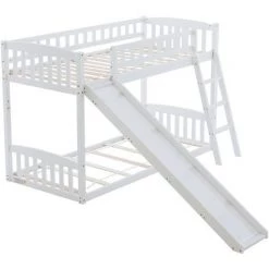 MODERNLUXE Lit Superposé Avec Toboggan Pour Enfant Cadre De Lit Convertible 90 X 200 Cm Lit Superposé En Pin Massif Avec Sommier à Lattes -Lit enfant Soldes Boutique 64694722 4