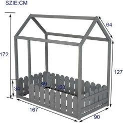 Lit Cabane,lit Enfant, Lit Simple, 80*160 Cm, Avec Fenêtre, Avec Anti-chute Et Sommier à Lattes,gris，LBF -Lit enfant Soldes Boutique 64710807 5