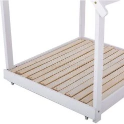 Lit Enfant, Lit Cabane, Lit Simple, 90*200 Cm, Avec Toit,blanc，Convertible,pin Massif Avec Sommier à Lattes,LBF -Lit enfant Soldes Boutique 64710886 4